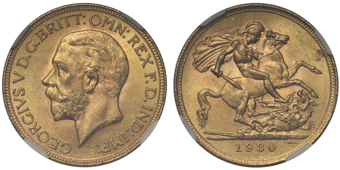 George V 1930-SA Sovereign Pretoria Mint MS64