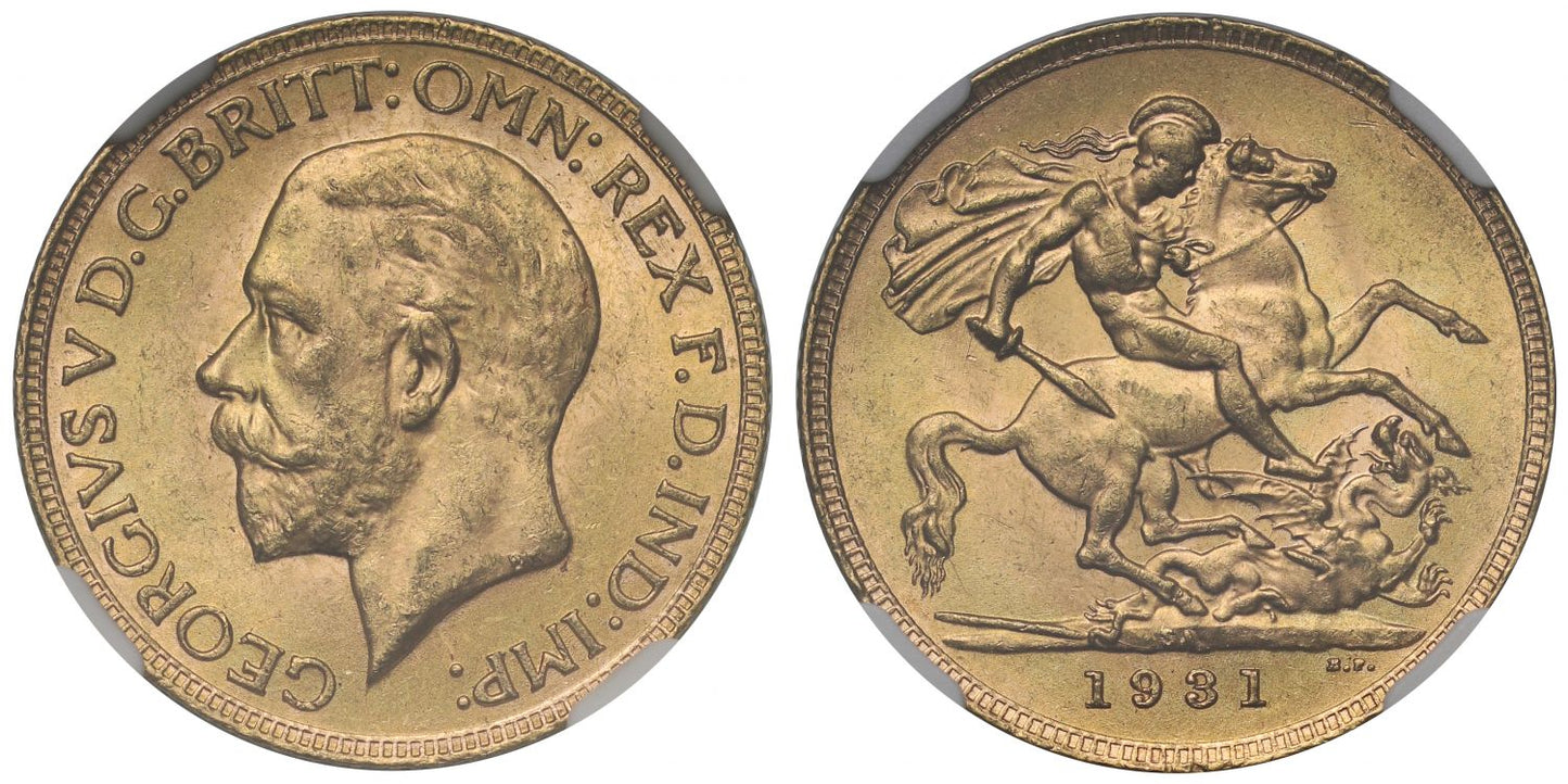 George V 1931-SA Sovereign Pretoria Mint MS62+