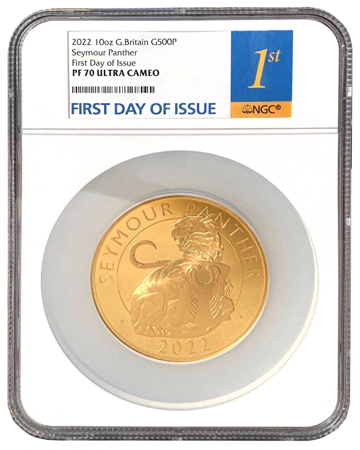 * QEII 2022 gold proof 10oz Seymour Panther PF70 UC