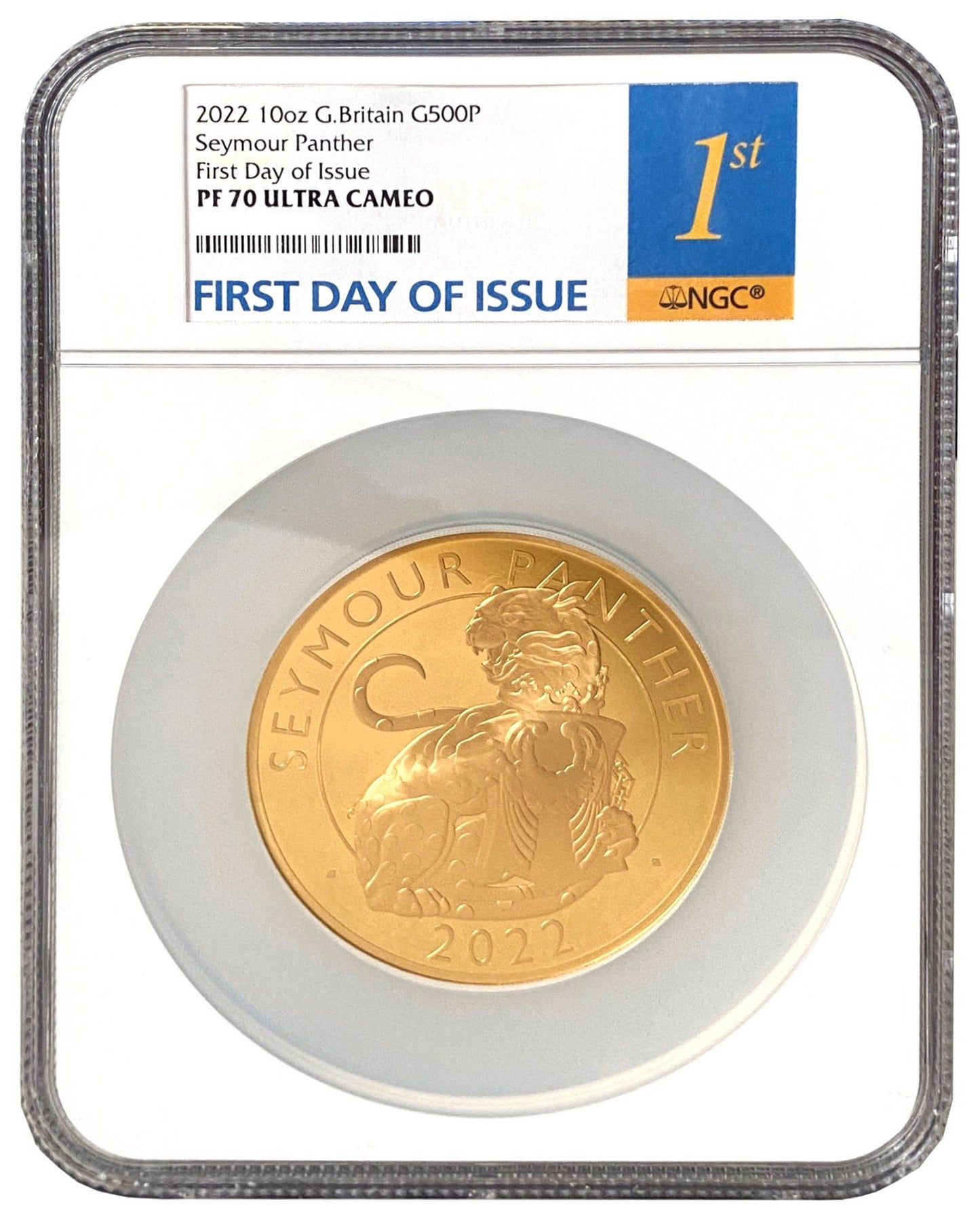 * QEII 2022 gold proof 10oz Seymour Panther PF70 UC