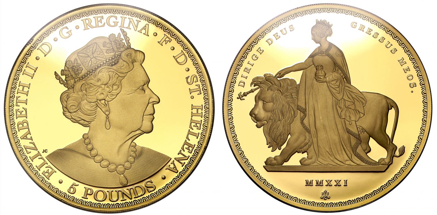 QEII 2021 EIC gold proof 5oz Una & Lion