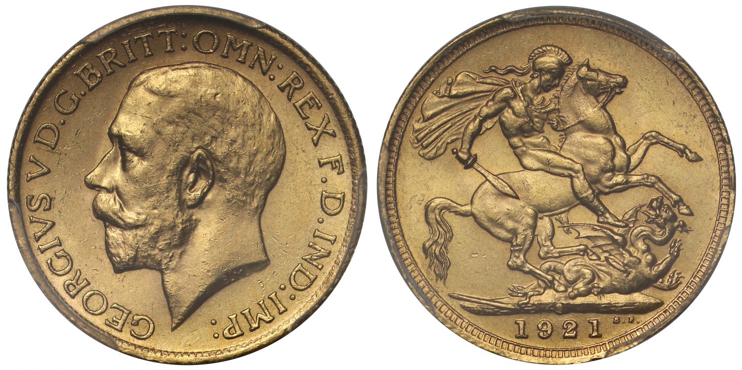 George V 1921-S Sovereign Sydney Mint MS63