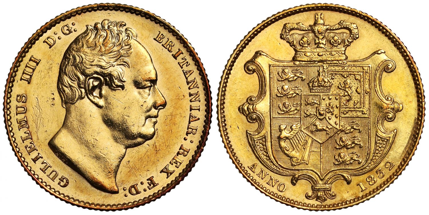 William IV 1832 Sovereign, second bust, nose points to second I in legend