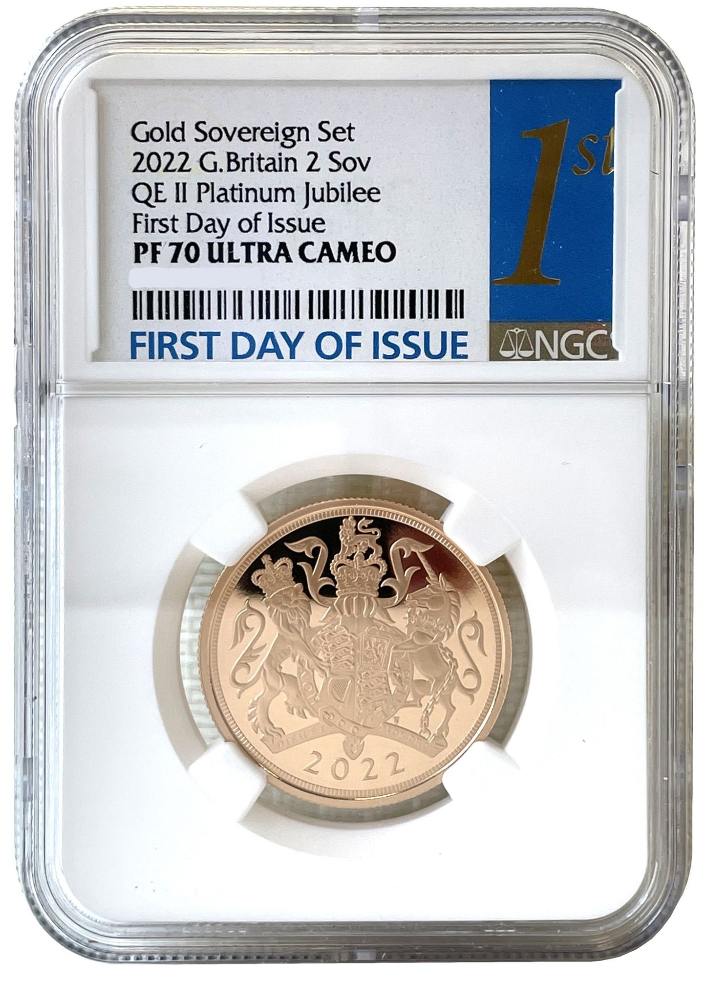 * QEII 2022 proof Two-Pounds PF69 UC FDI, one year type