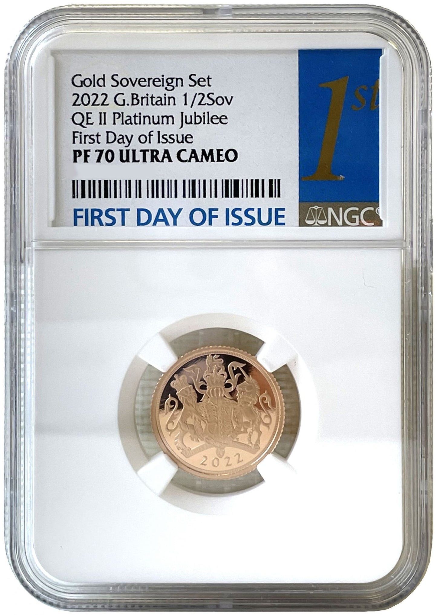 * QEII 2022 proof Half-Sovereign PF70UC FDI, one year type