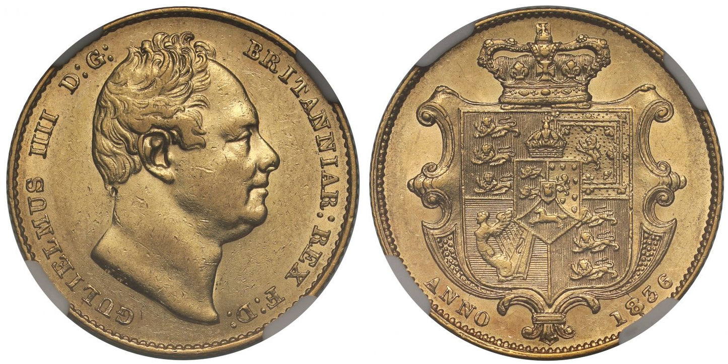 William IV 1836 Sovereign, penultimate date, AU55