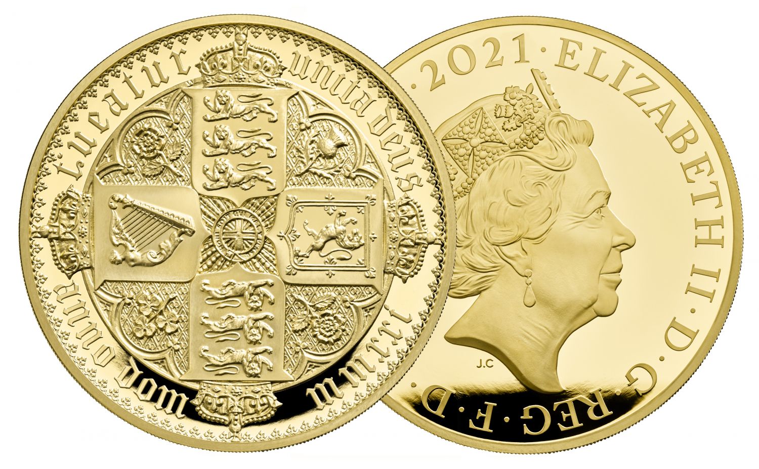 * QEII 2021 gold PF70 UC 5oz Gothic Crown QA