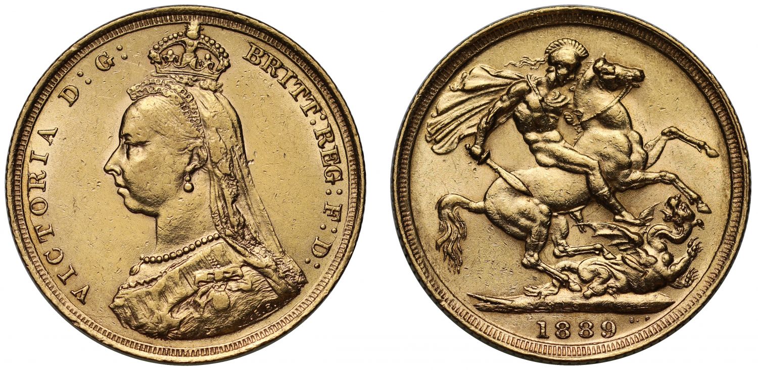 Victoria 1889-S Sovereign, Sydney mint, first legend, DISH S11 R3