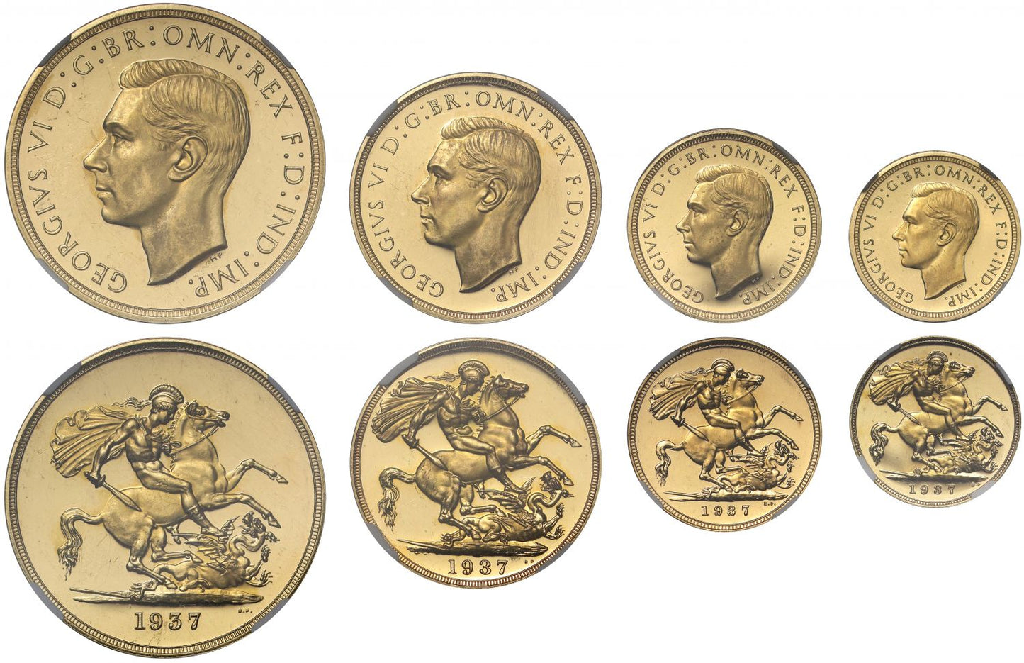 George VI 1937 4-coin gold proof Set PF61-PF62 CAMEO, Coronation issue