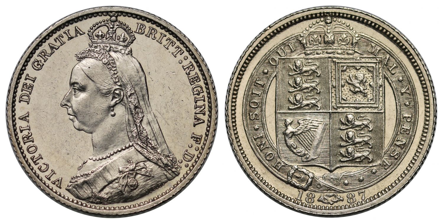 Victoria 1887 Sixpence, Jubilee issue, JEB on truncation, extremely rare