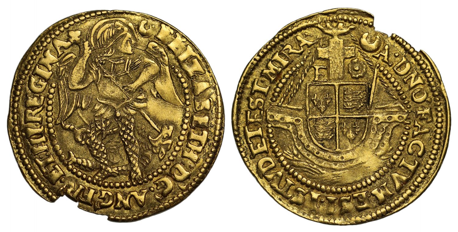 Elizabeth I Half Angel, sixth issue, Tower mint