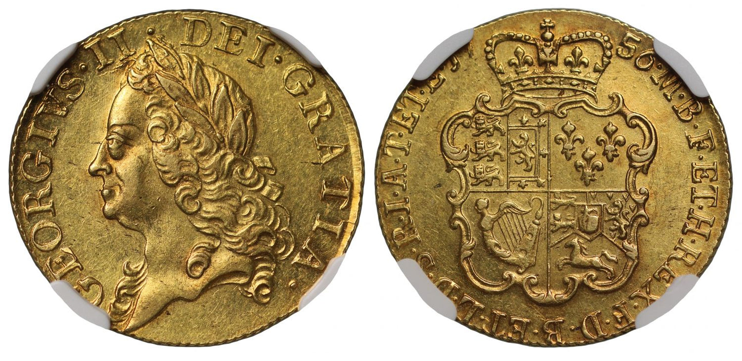 George II 1756 Guinea old head MS62 top of population