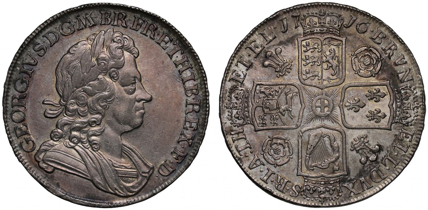 George I 1716 Crown, roses and plumes reverse