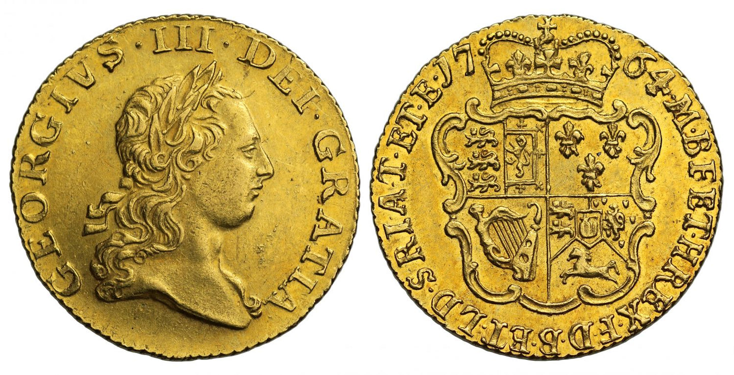 George III 1764 Half-Guinea, second young head, AU55