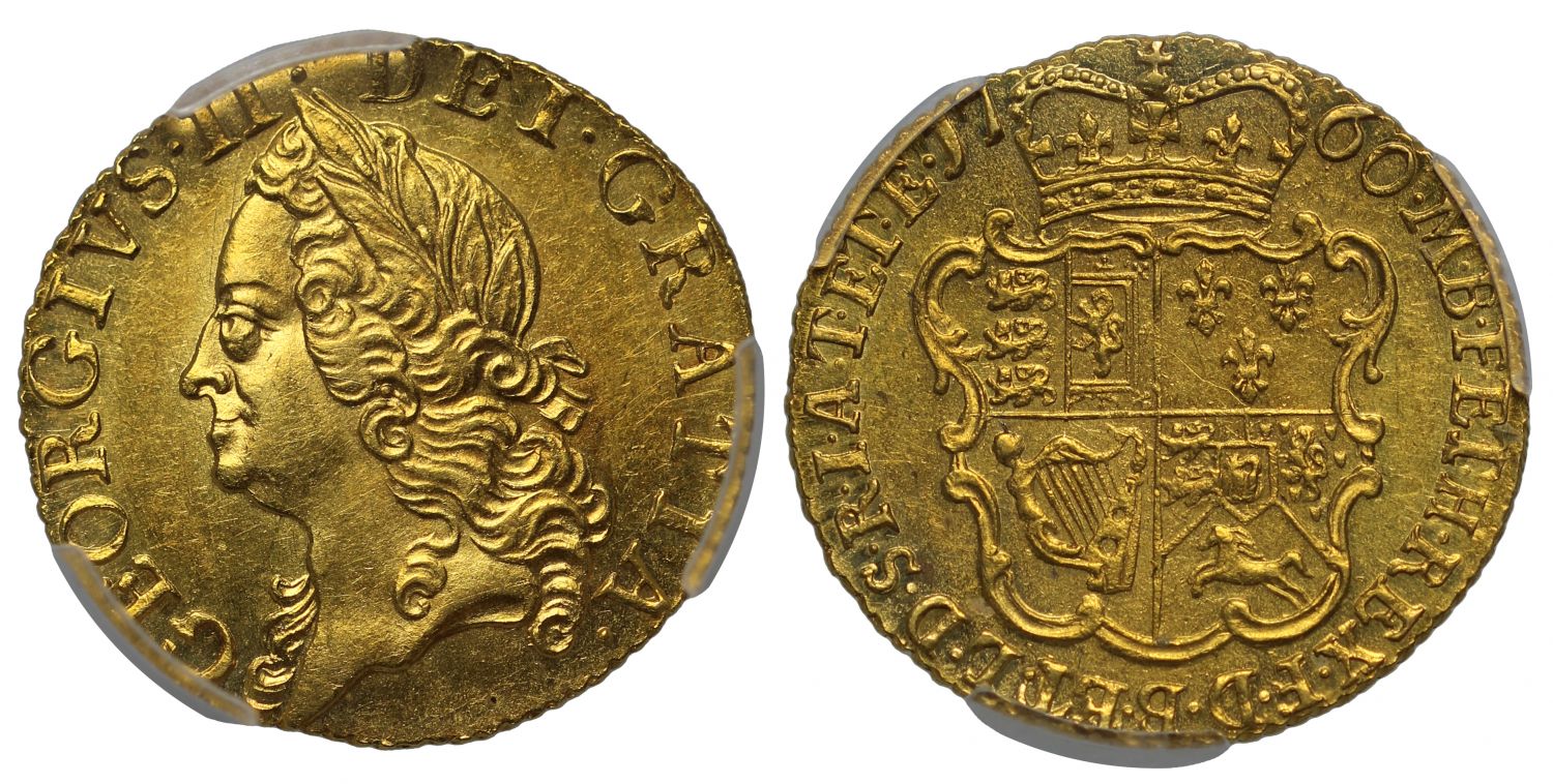 George II 1760 Half-Guinea, old head final year of reign, MS63