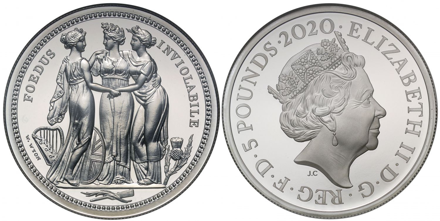 * Elizabeth II 2020 PF69 UC silver 2oz Three Graces