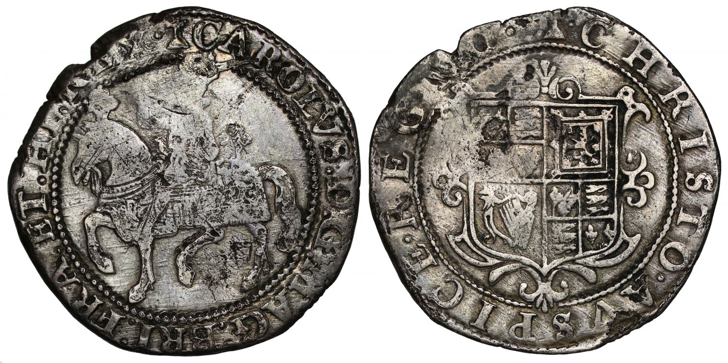 Charles I Halfcrown Tower Mint lightweight issue, mm cross calvary