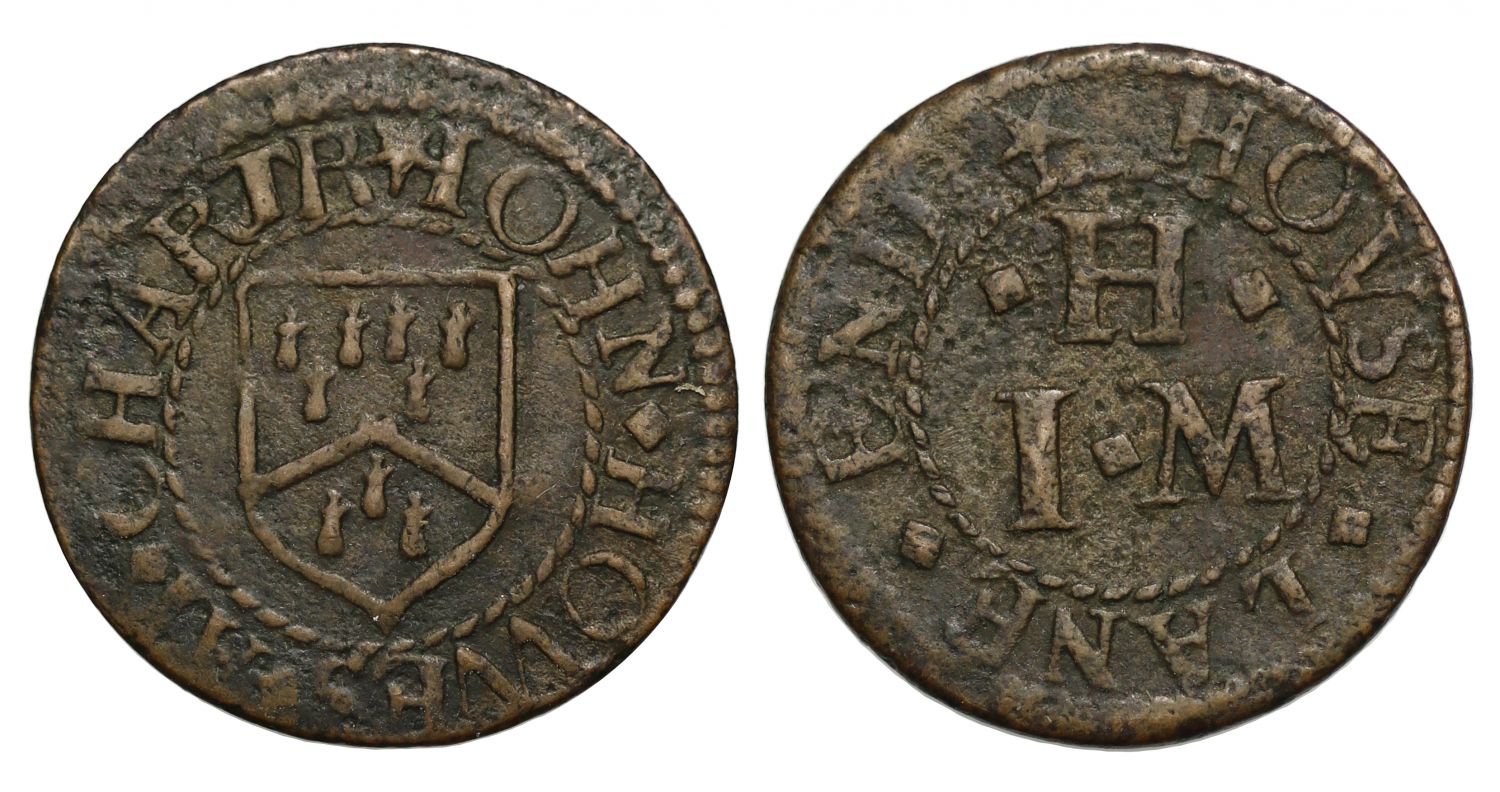 17th century Farthing Token London, Charterhouse Lane, John Howes the Grocer