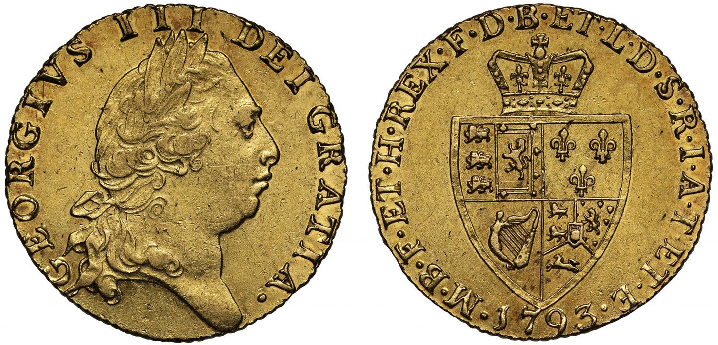 George III 1793 Guinea, fifth bust, spade type reverse, AU55