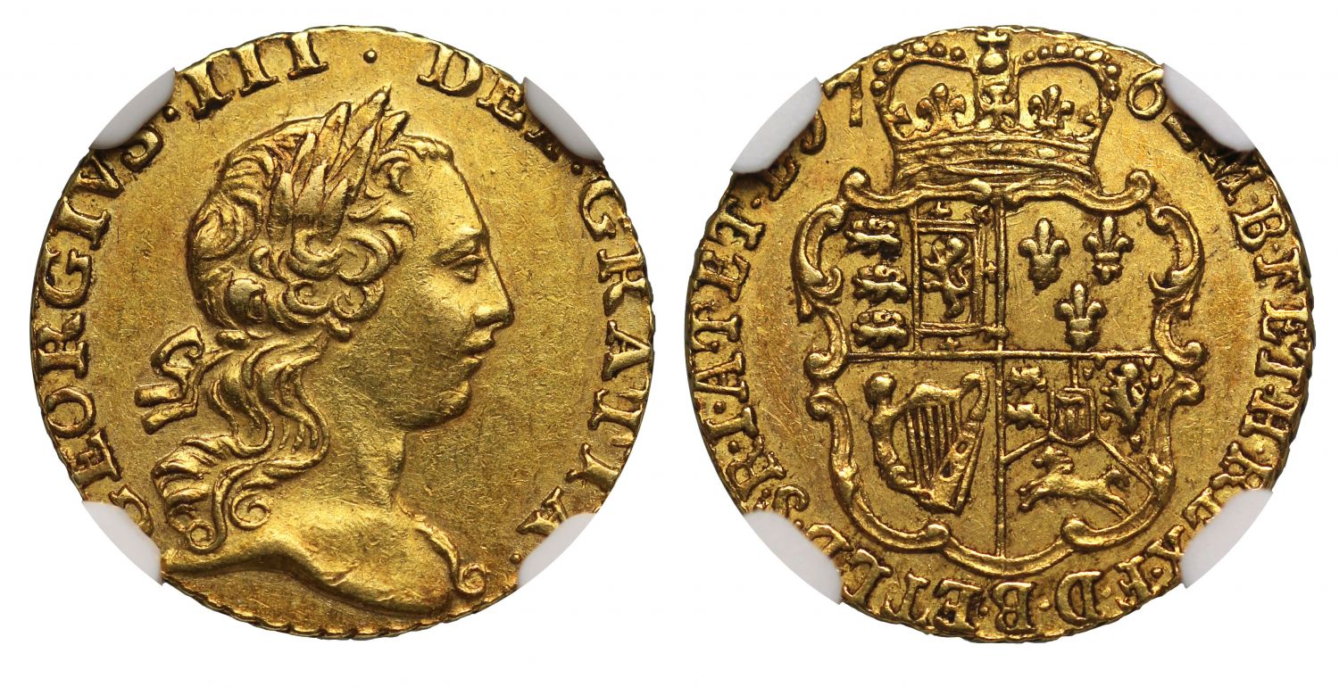 George III 1762 Quarter-Guinea AU58
