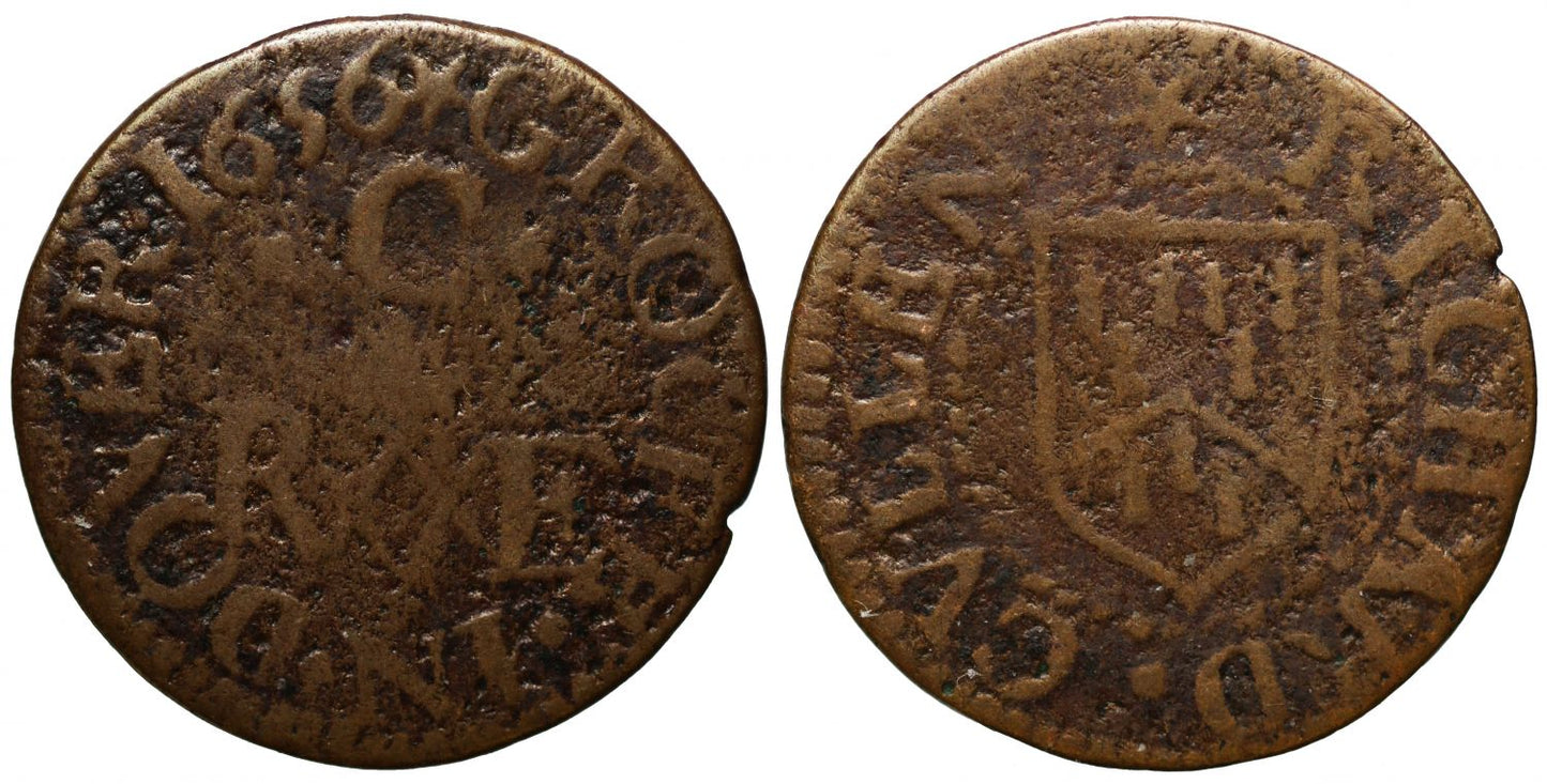 17th Century Kent Farthing, Dover, Richard Cullen, 1656, Grocer