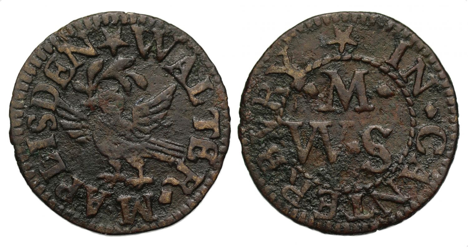 17th Century Kent Farthing, Canterbury, Walter Maplisden, dove and branch