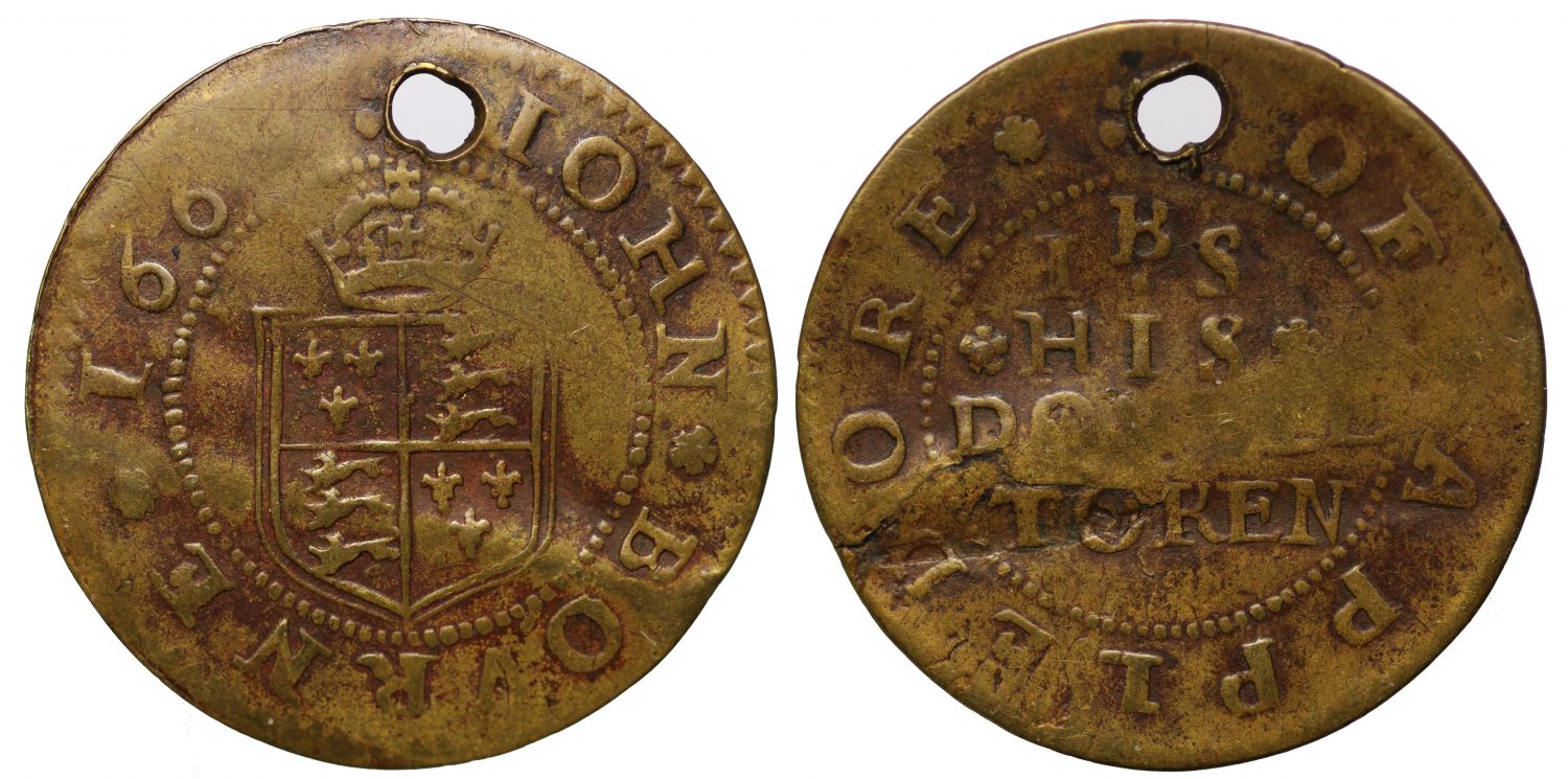 17th Century Kent Token, Appledore, John Bourne, Halfpenny 1669