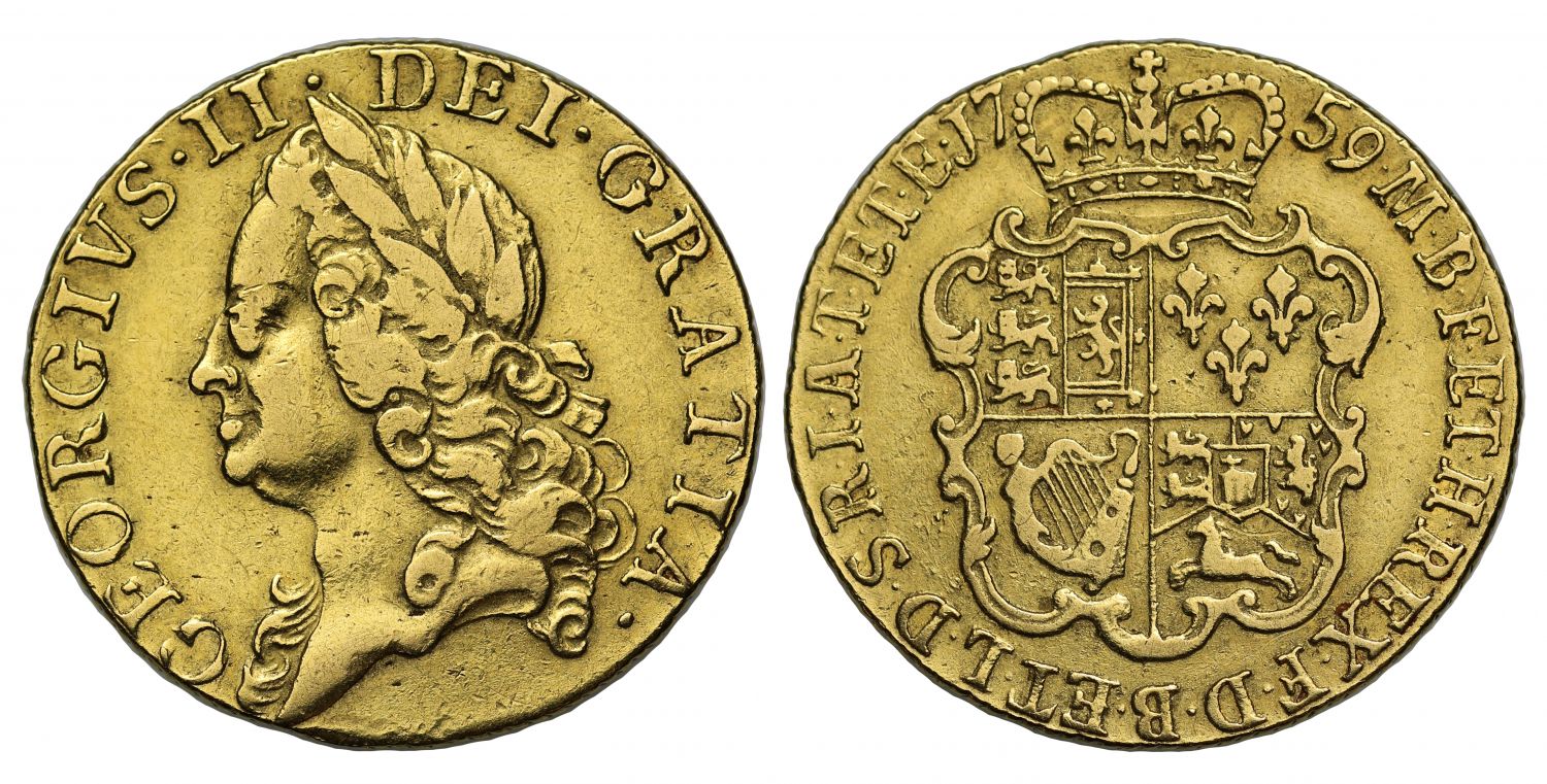 George II 1759 Guinea, old head
