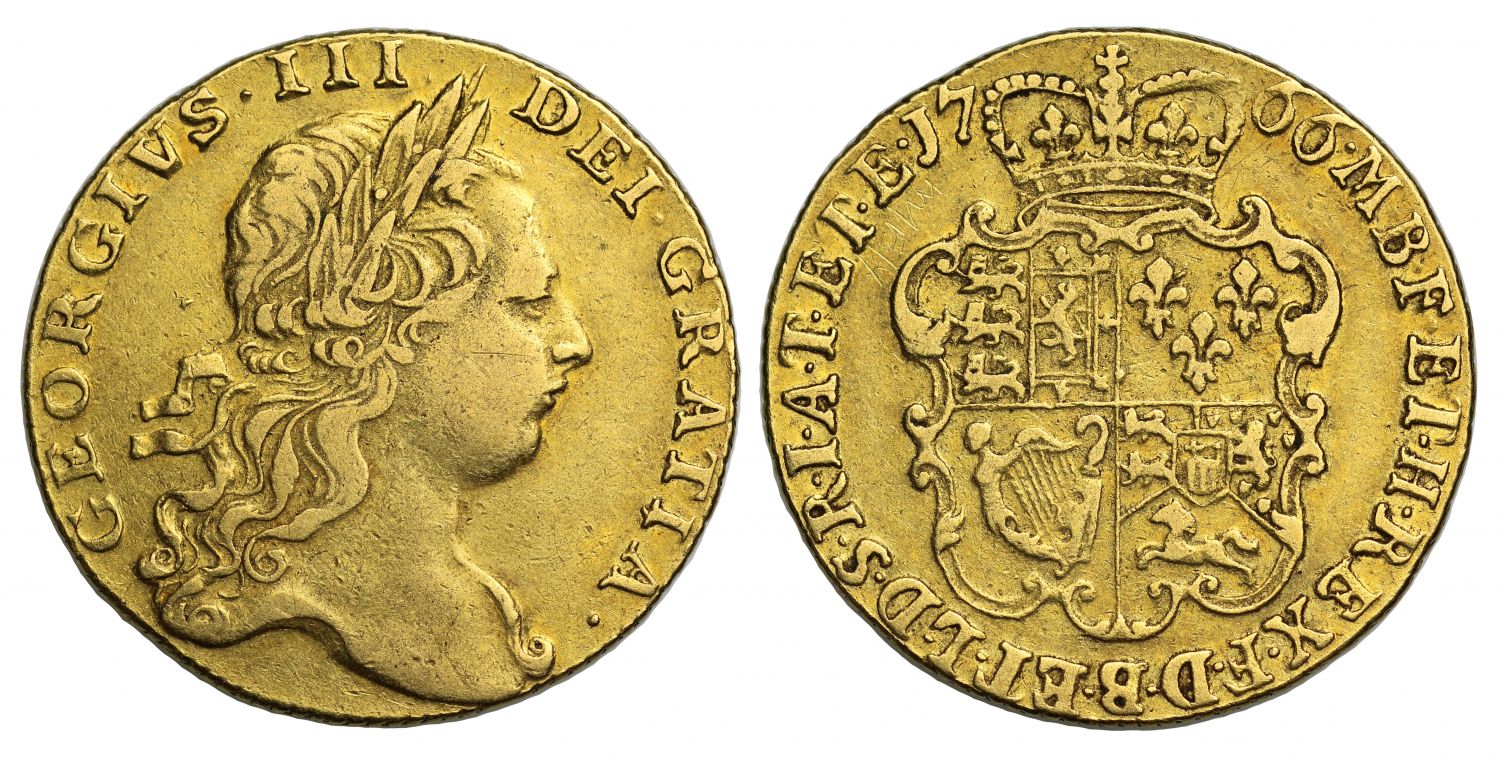 George II 1766 Guinea, third head, scarce date