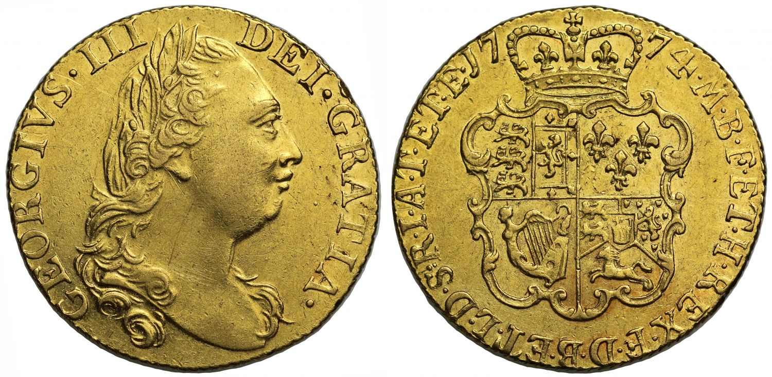 George III 1774 Guinea, first year for fourth head type