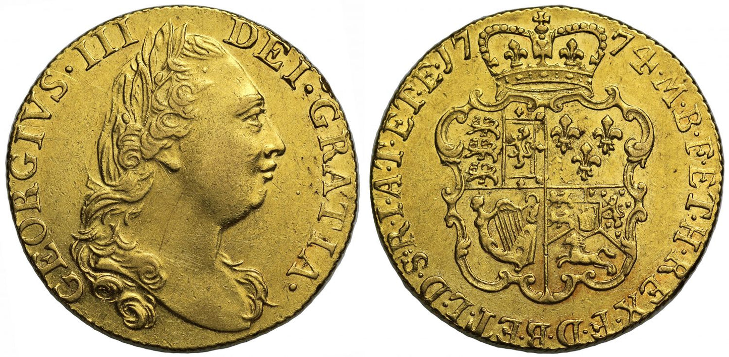 George III 1774 Guinea, first year for fourth head type