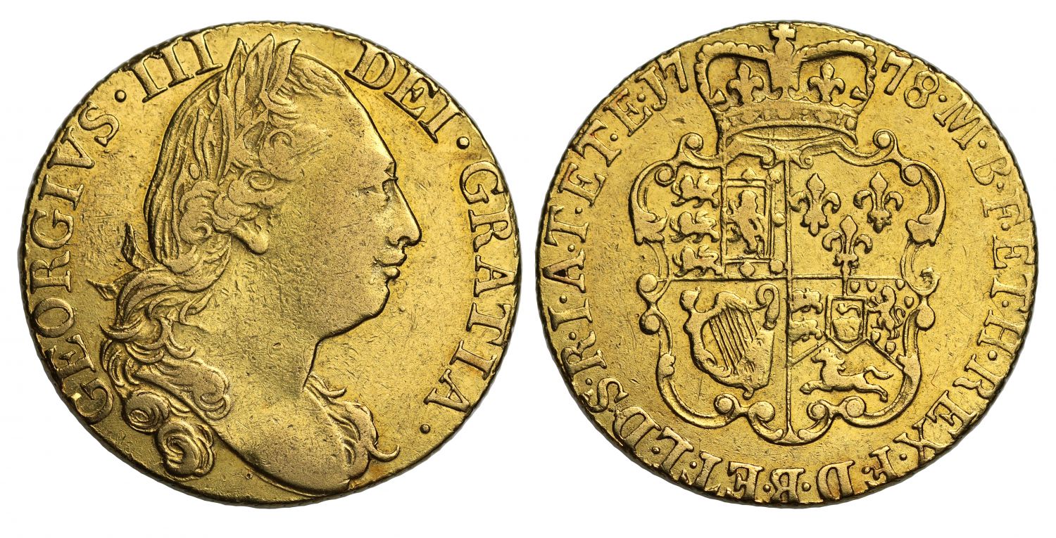George III 1778 Guinea, fourth head, scarce date