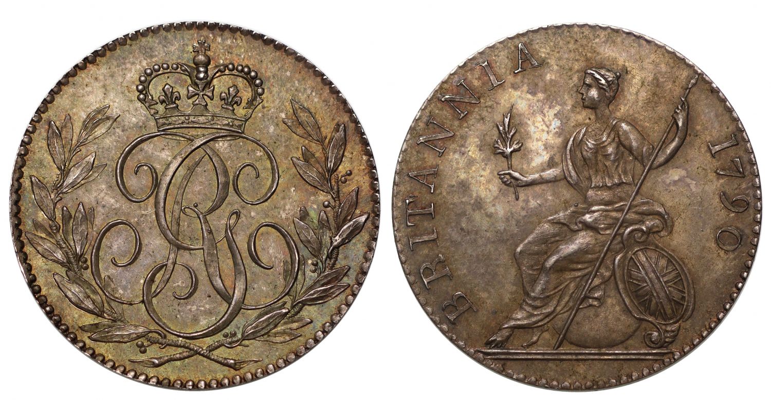 George III 1790 Droz pattern Sixpence, plain edge, date in legend, ex Bole