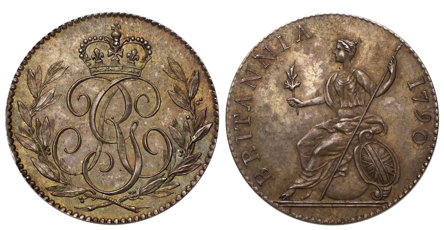 George III 1790 Droz pattern Sixpence, plain edge, date in legend, ex Bole
