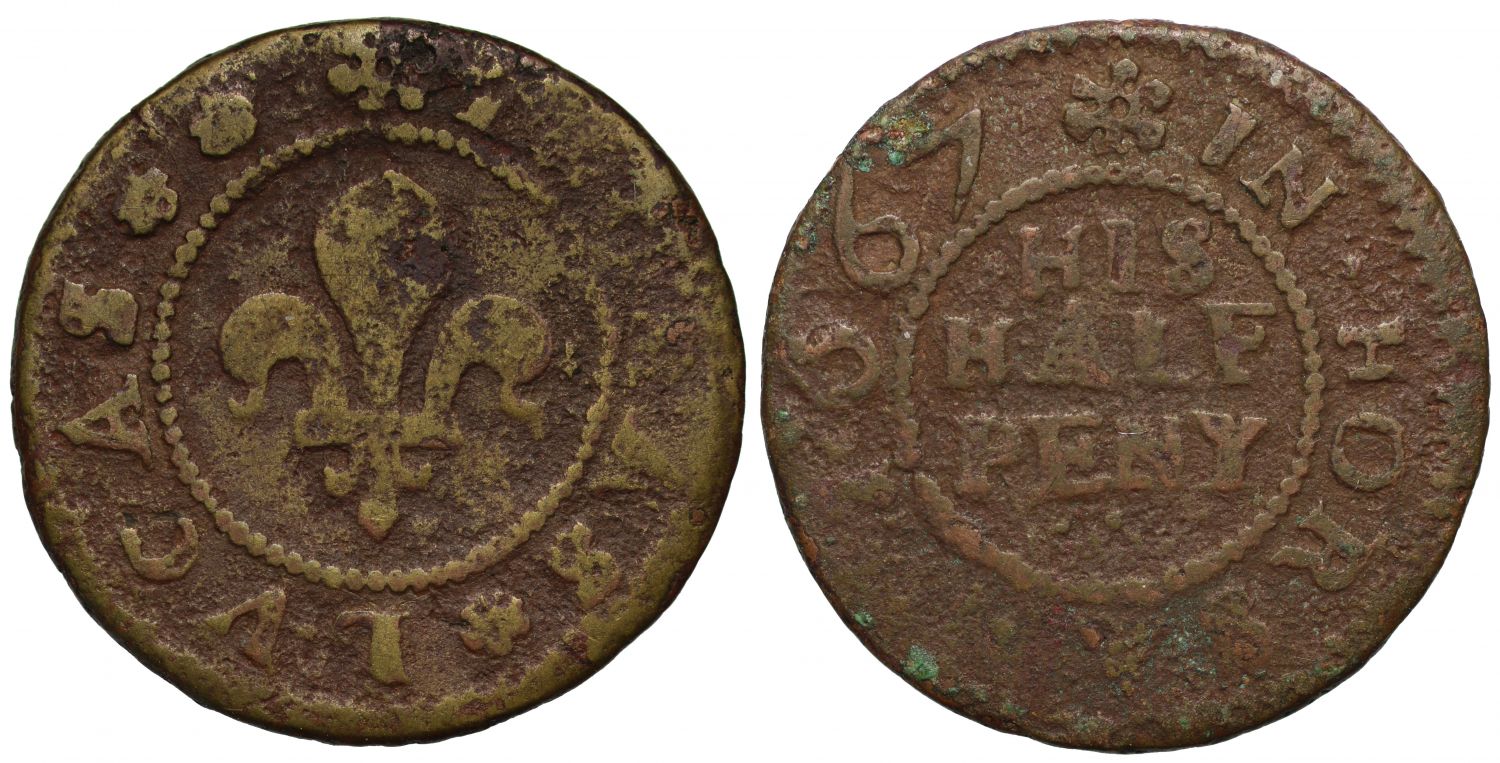 Sussex Horsham Thomas Lucas Halfpenny 1667, fleur de lis