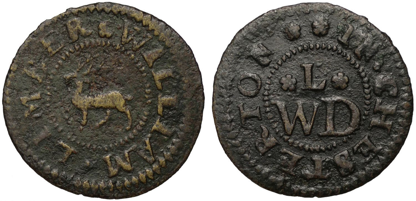 17th Century Cambridge William Limber Farthing, undated, a deer hart