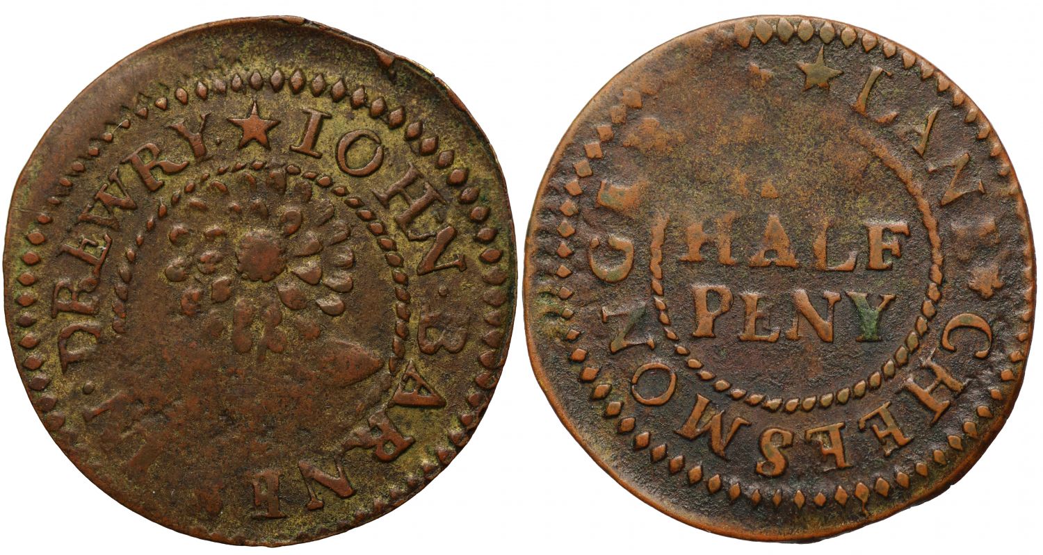17th Century London Halfpenny John Barnes Cheesemonger of Drury Lane