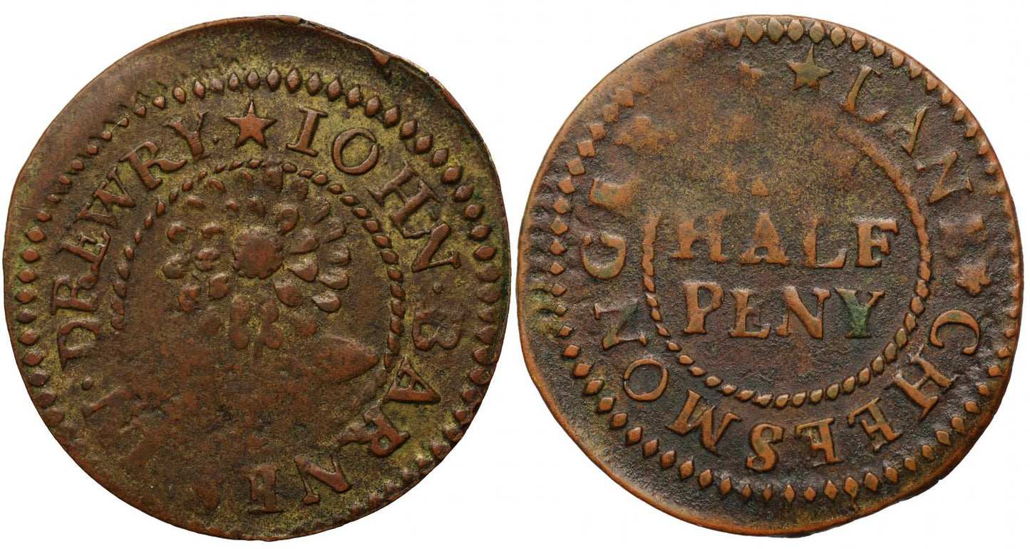 17th Century London Halfpenny John Barnes Cheesemonger of Drury Lane