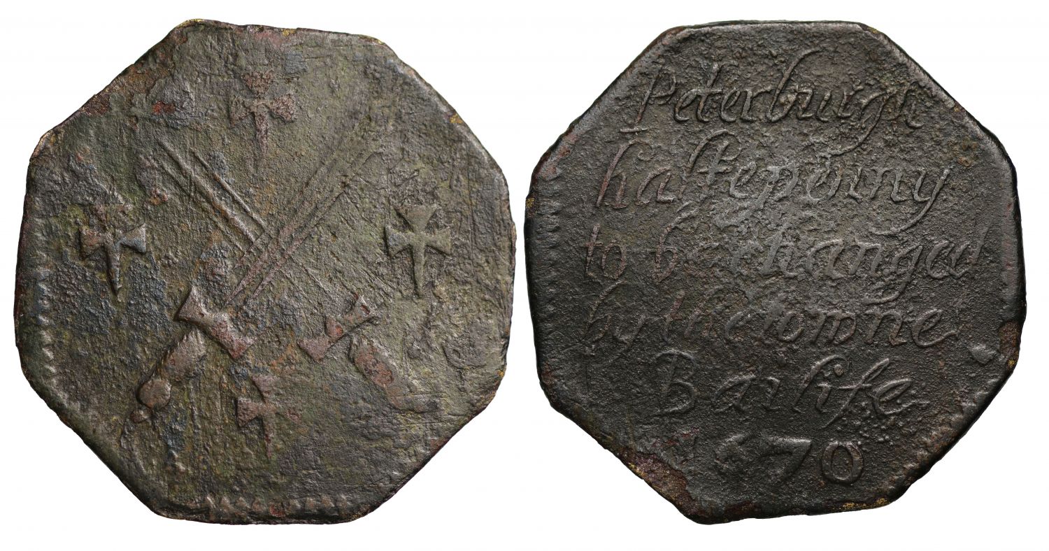 Cambridgeshire, Peterborough Town Bailife Halfpenny 1670