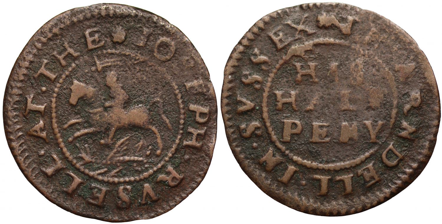 17th Century Sussex, Arundel John Russell Halfpenny, St George and dragon