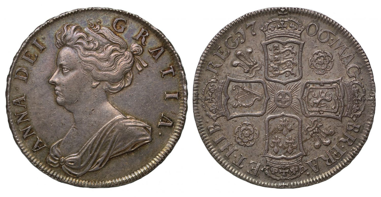 Anne 1706 Halfcrown roses and plumes Pre-Union type