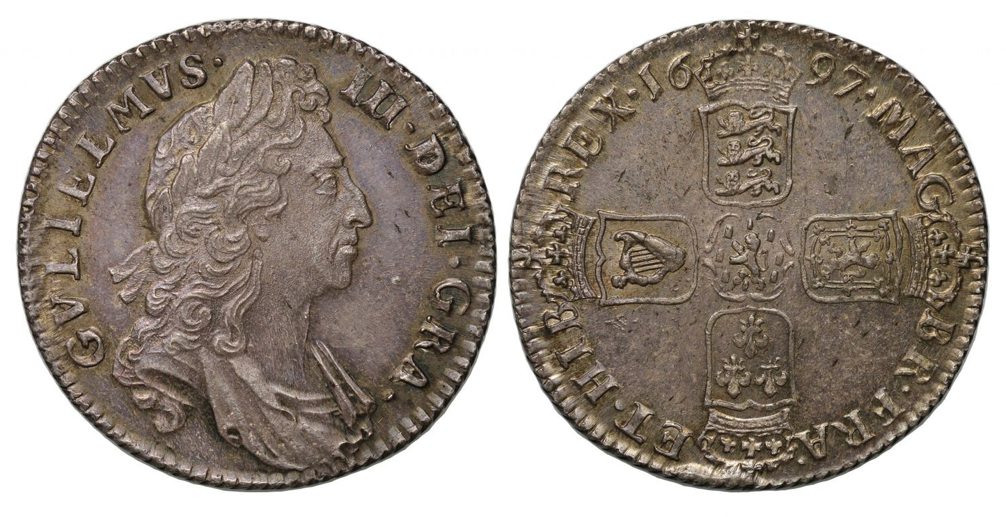 William III 1697 Shilling, first bust MS66