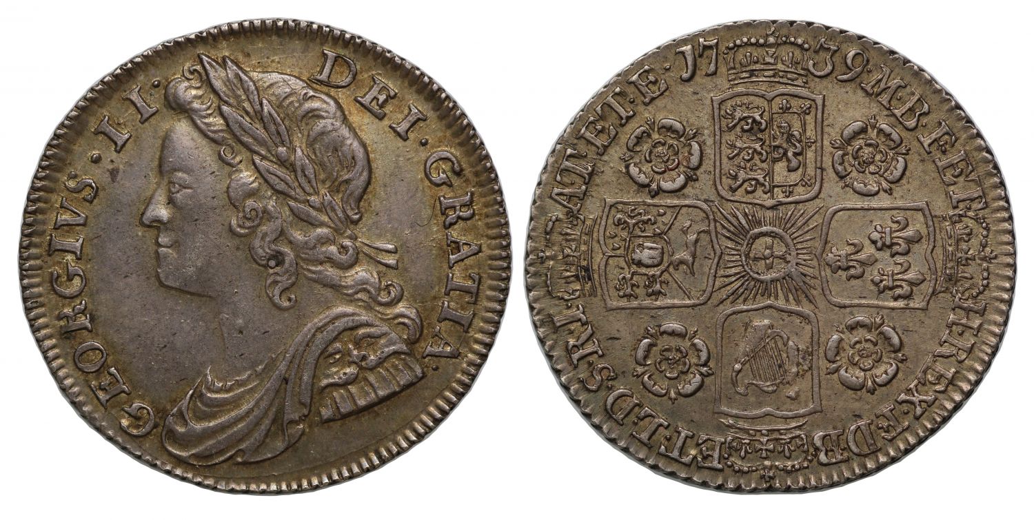 George II 1739 Sixpence, roses reverse, young head