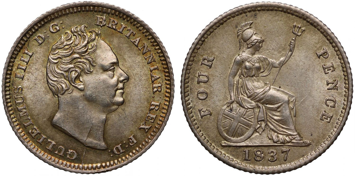 William IV 1837 Groat, Britannia reverse, final year