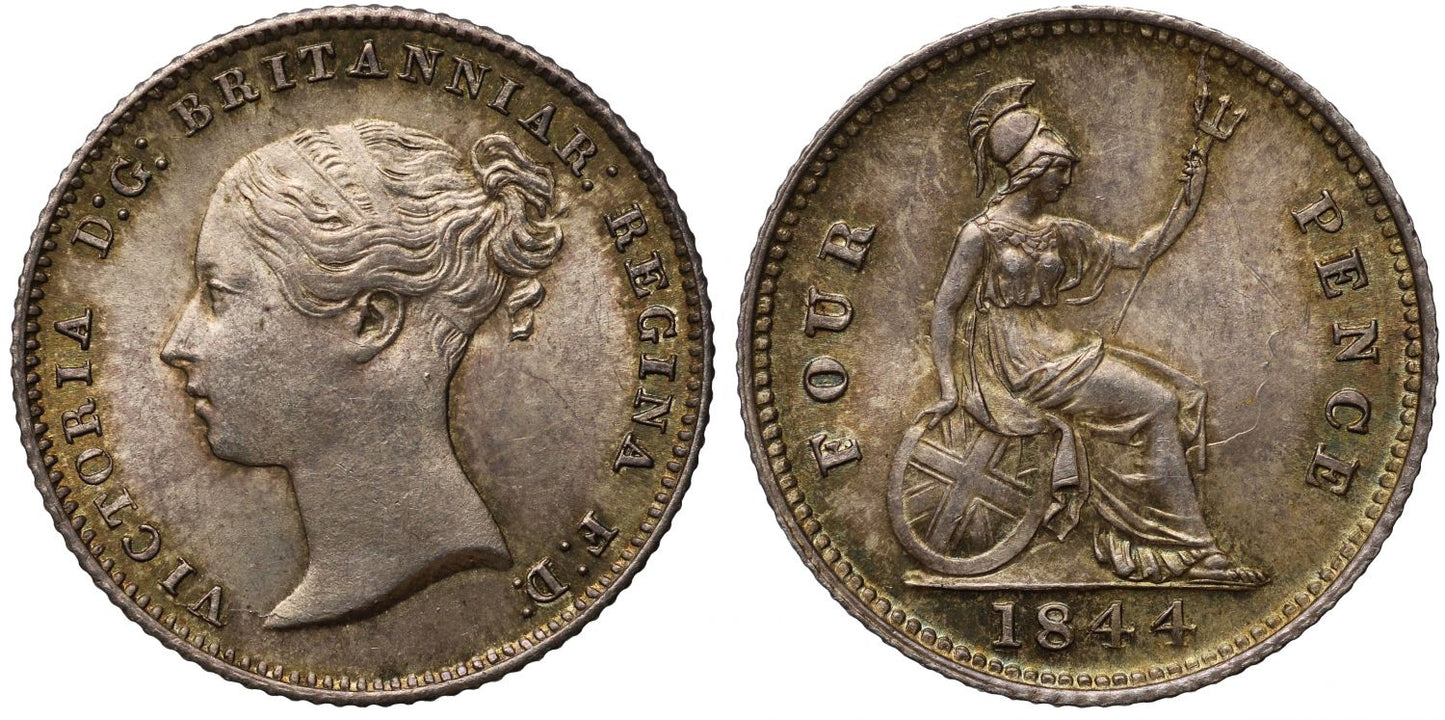 Victoria 1844 Britannia Groat, young head