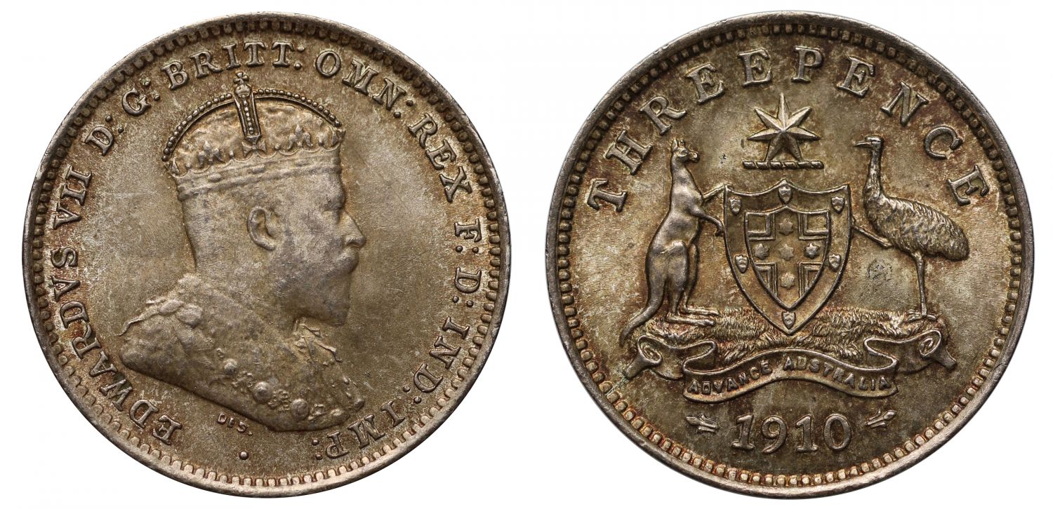 Australia, Edward VII, Threepence, 1910.
