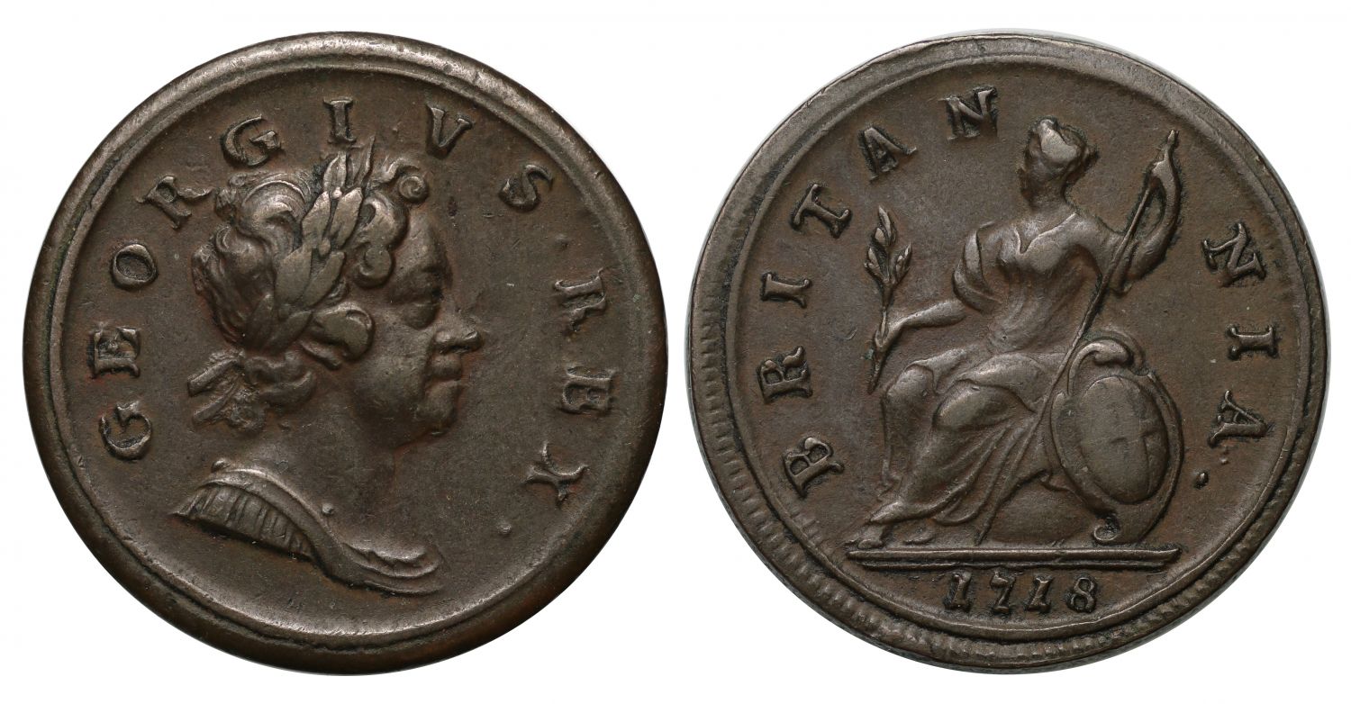 George I 1718 Halfpenny, first issue
