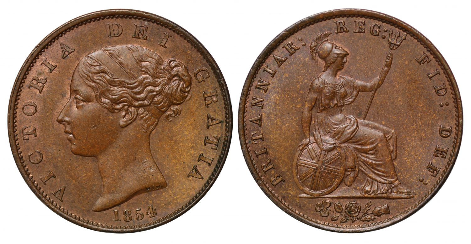 Victoria 1854 Halfpenny, young head issue