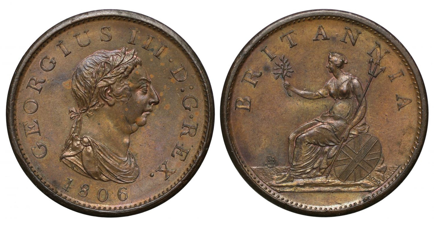 George III 1806 Penny, rarer variety without incuse hair curl