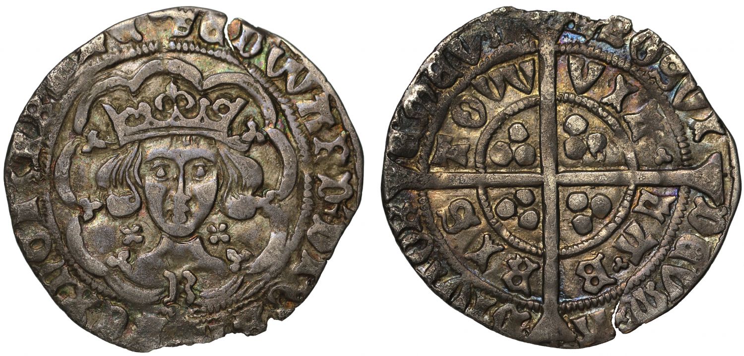 Edward IV first reign, Groat, light coinage, Bristol, quatrefoils at neck